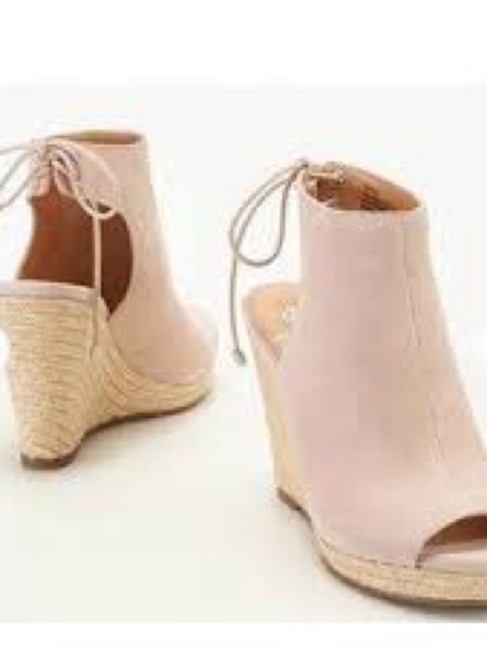 Laurie Felt Blush Peep-Toe Espadrille Wedges with Ankle Tie